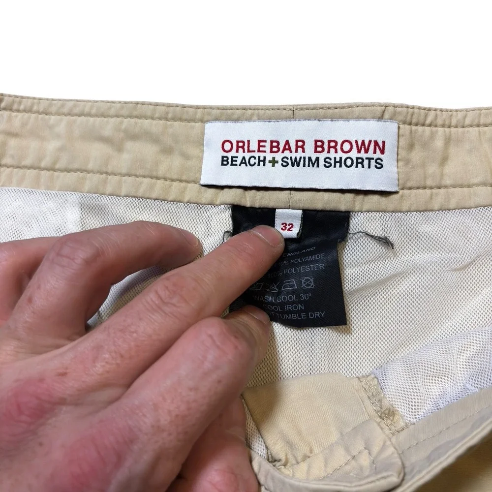 ORLEBAR BROWN Tan Beach Swim Shorts Mens Size 32 Slimming Side Adjusters